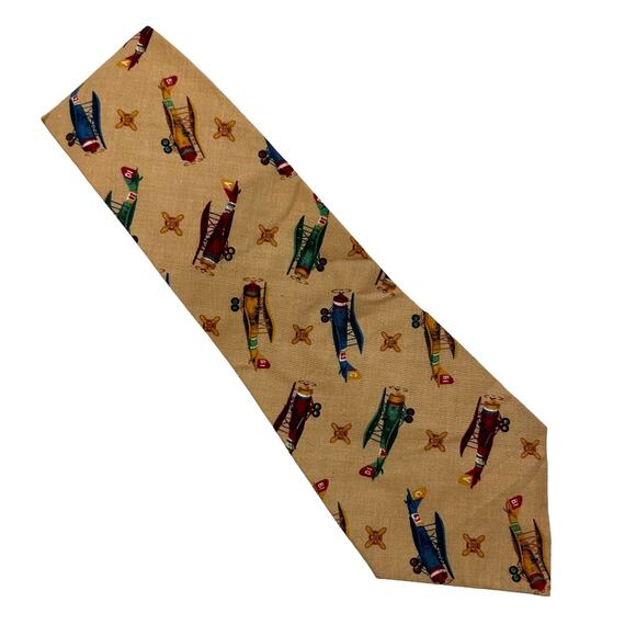 Airplane Print Retro Neck Tie Heart & Sew Kennebunk Maine 100% cotton - Picture 1 of 6